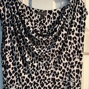 The Limited Black & White Leopard Print Cowl Neck Dress